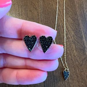 Stella & Dot Black Heart Necklace and Earring set